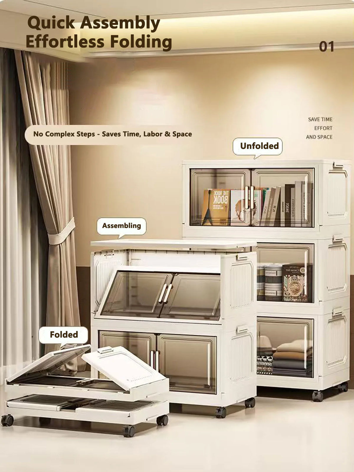 Large Capacity Plastic Folding Storage Cabinet