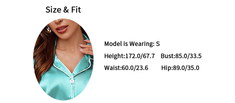 Silk Satin Pajamas Set for Women with Button-Down Design