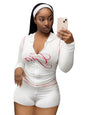 Joskaa Dot Print Tracksuit Set Women Long Sleeve Crop Top