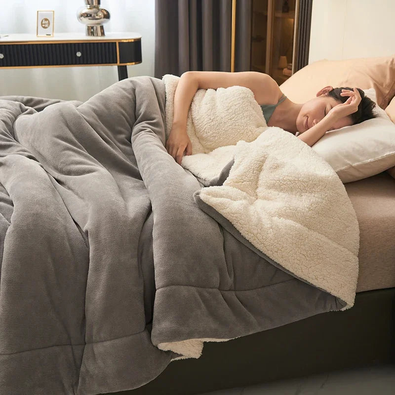 Plush Thick Winter Blanket Double Layer Milk Fleece