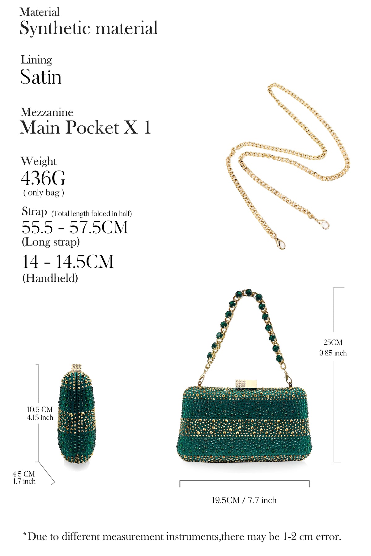 Italian Luxury Green Rhinestone Shoes and Bag Set