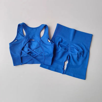 Women's Seamless Yoga Set Sport Bra and High Waist Shorts