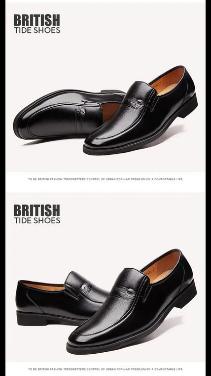 Leather Black Slip-On Loafers for Men Plus Size 38-44