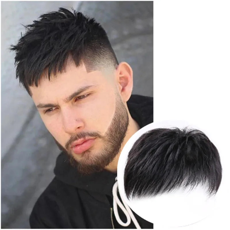 Men's Short Hair Synthetic Fiber Wig for Daily Use