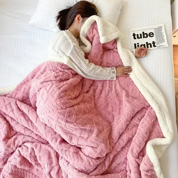 Soft Woolen Blanket, 100% Polyester, Striped Design