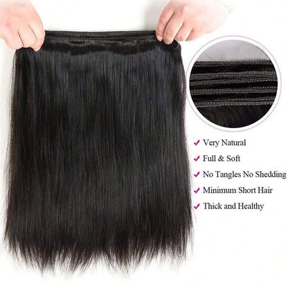 Bone Straight Raw Human Hair Bundles 36 40 Inch Black