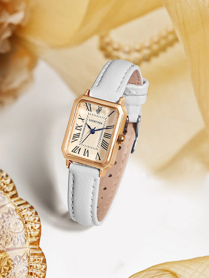Fashion Retro Square Leather Strap Quartz Watch for Women