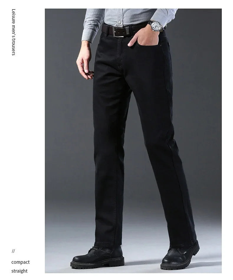 Men's Soft Stretch Black Denim Biker Jeans