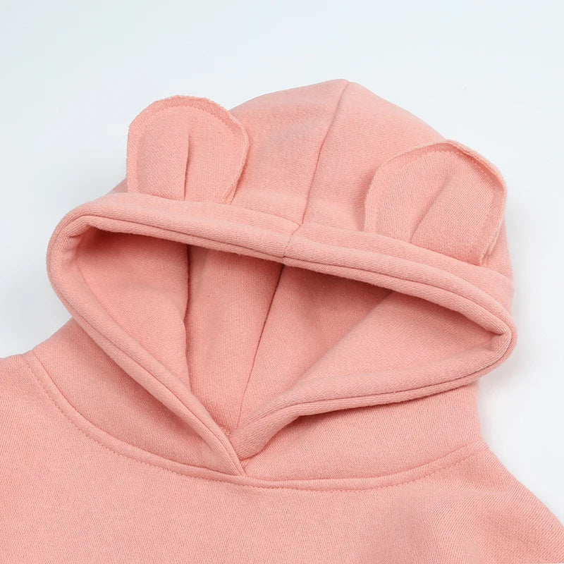 Kids Hooded Sweatshirt Cotton Solid Top for Girls