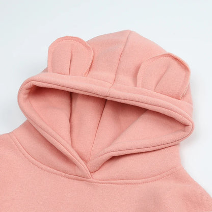 Kids Hooded Sweatshirt Cotton Solid Top for Girls