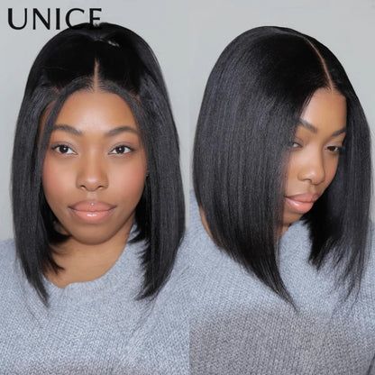 Yaki Straight Bob Wig 100% Human Hair Glueless 13x4