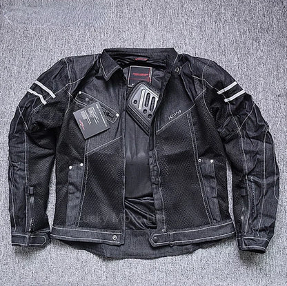 KOMINE JK006 Breathable Denim Mesh Motorcycle Jacket