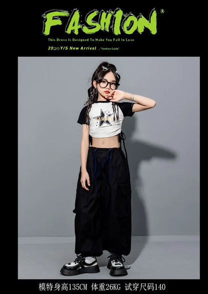 Girls Loose Cargo Pants with Belt for Daily Wear