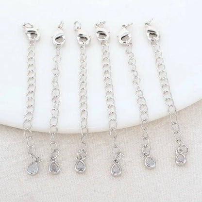 14K Gold Color Brass Drop Extender Chain 6PCS