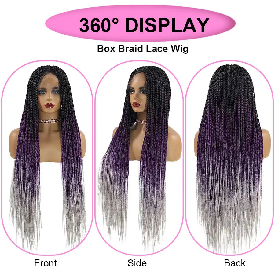 Cornrows Braided Wig 36 Inches Synthetic Hair Black