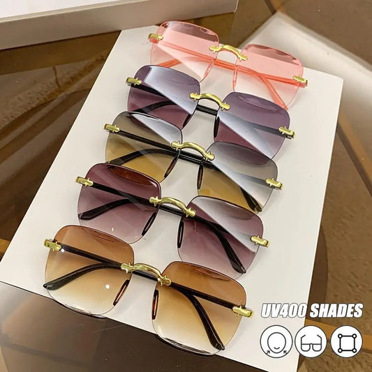 Frameless Gradient Sunglasses UV400 Plastic Unisex