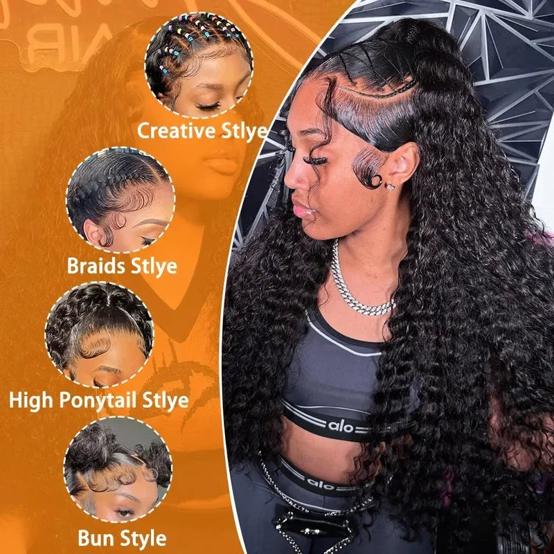 40 Inch Deep Wave Human Hair Lace Frontal Wig