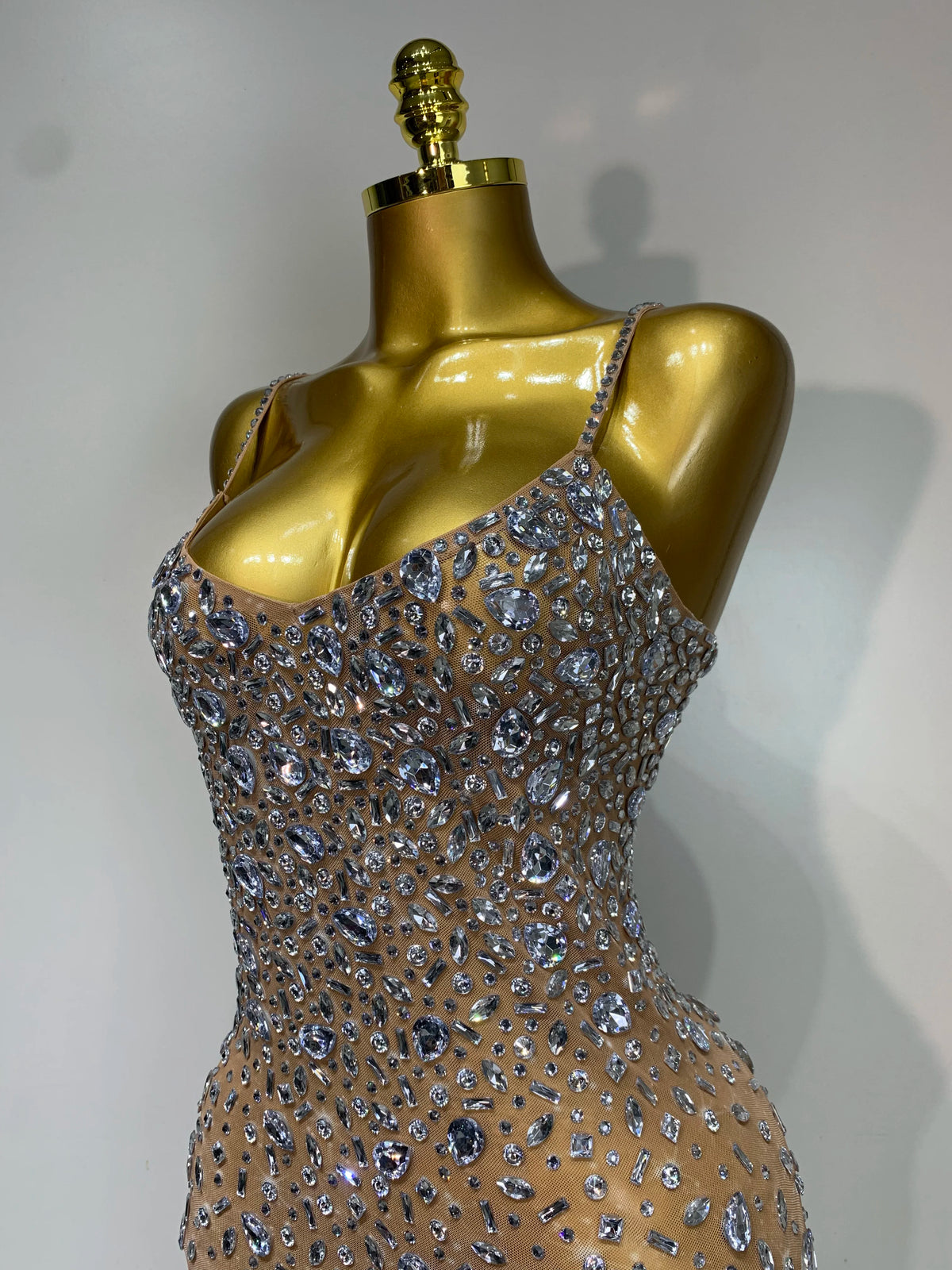 Luxury Rhinestone Mesh Bodycon Dress for Women