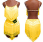 Latin Dance Dress with Rhinestones and Tassels in Red and White