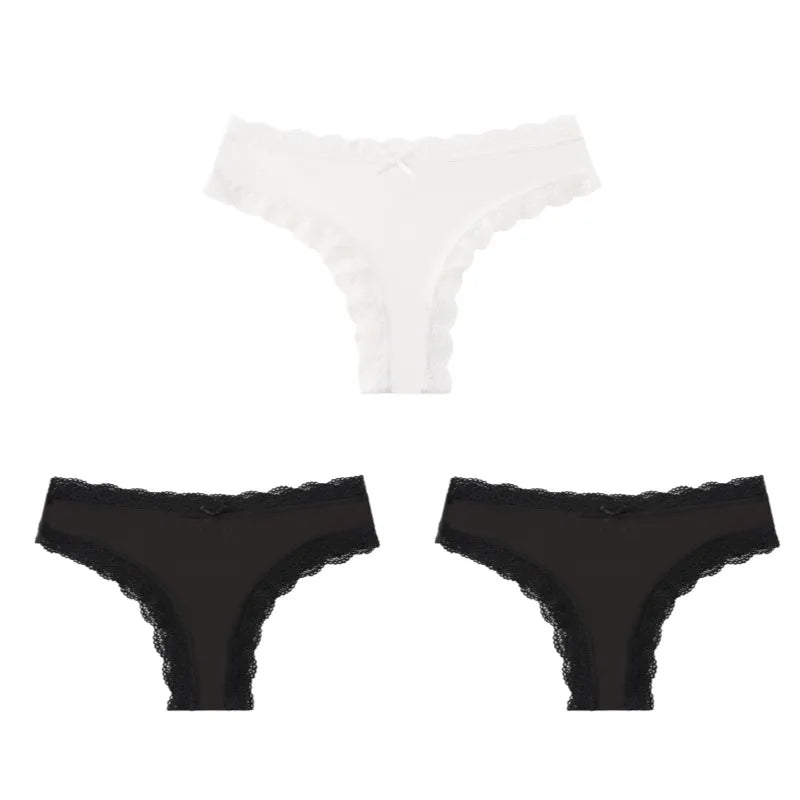 BZEL Women Lace Thong Panties Low-Waist G-String Leopard