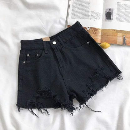 High Waist Ripped Denim Shorts for Women Summer Casual