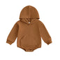 Baby Hooded Romper Long Sleeve Solid Color Bodysuit