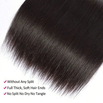 Bone Straight Raw Human Hair Bundles 36 40 Inch Black