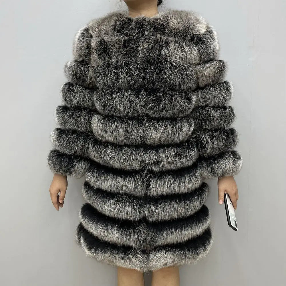 4in1 Women Fox Fur Coat Winter Outerwear
