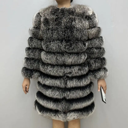 4in1 Women Fox Fur Coat Winter Outerwear
