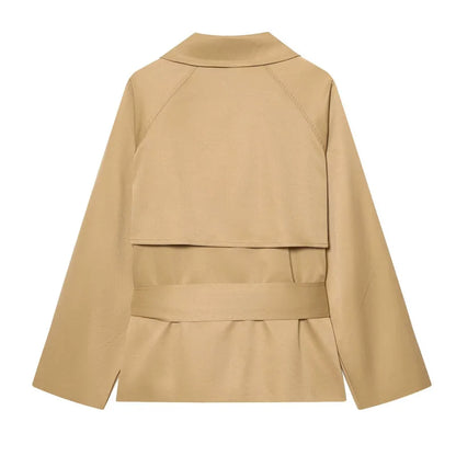 Women's Casual Double-Breasted Trench Coat in Maillard Color