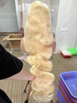 613 Honey Blonde Body Wave Human Hair Wig 360 Lace Frontal