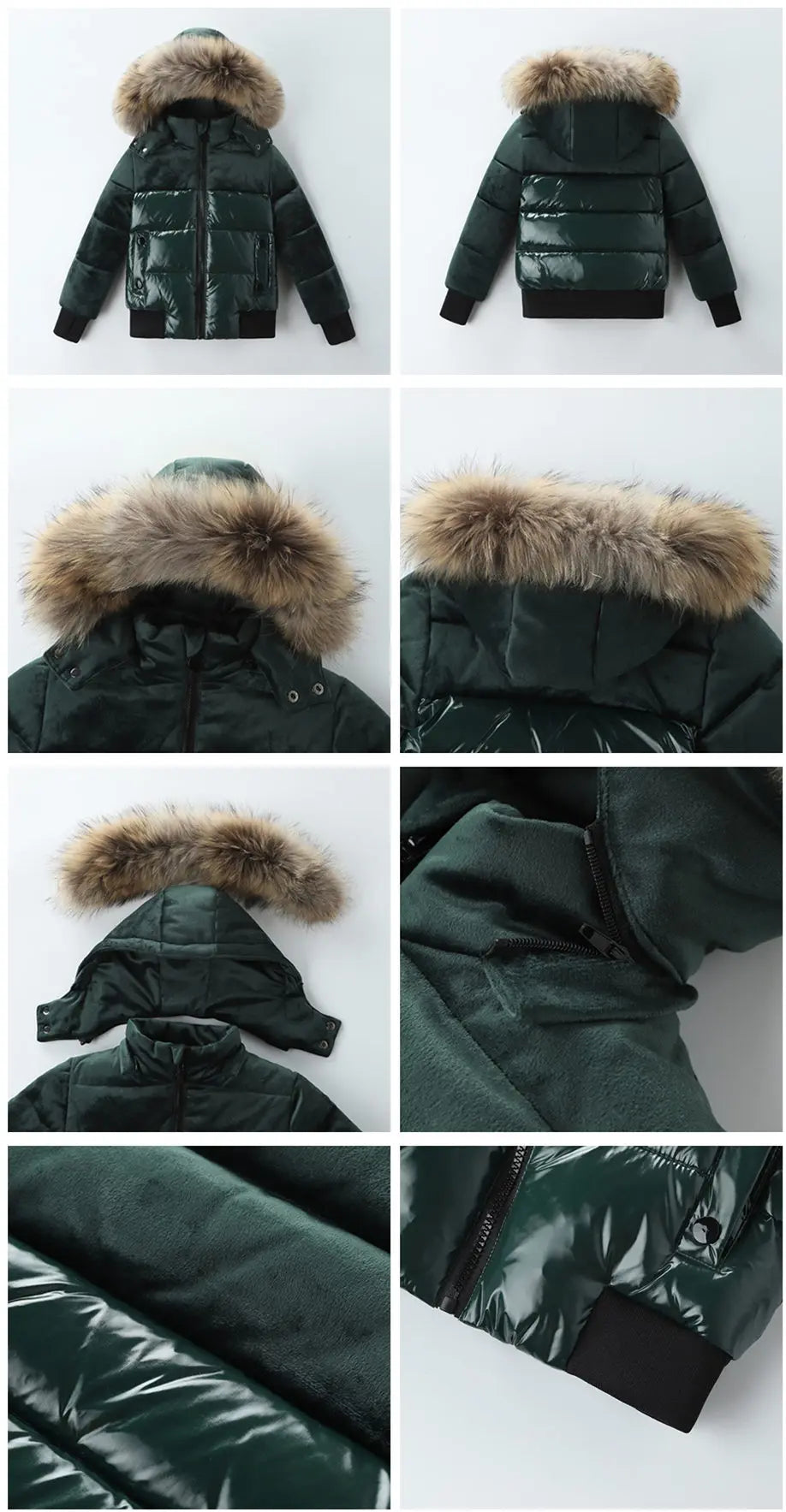Black Down Winter Parka Jacket for Boys and Girls