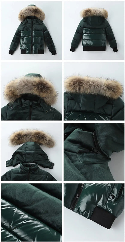 Black Down Winter Parka Jacket for Boys and Girls