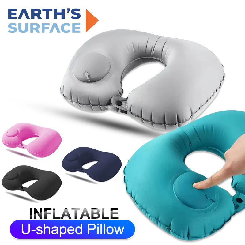 Foldable Inflatable U-Shaped Travel Pillow