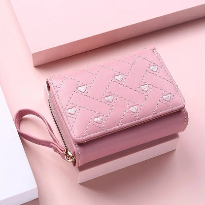 Women's Embroidered PVC Zipper Wallet with Large Capacity