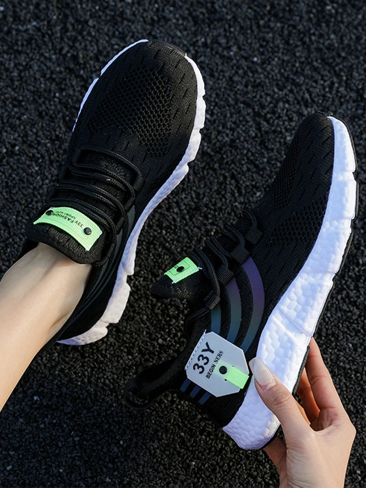 Men's Breathable Lightweight Black Running Sneakers