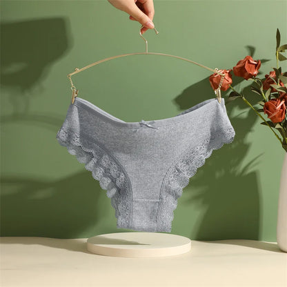 3PCS Women Cotton Lace Brazilian Panties Set S-XL
