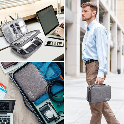 Leather Cable Storage Bag Waterproof Organizer