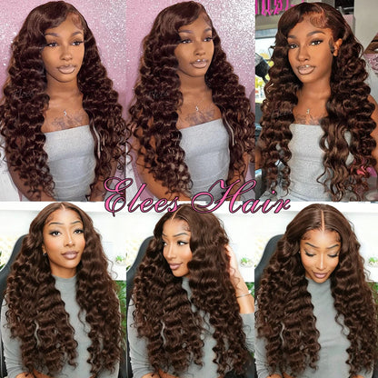 Chocolate Brown Loose Wave Human Hair Bundles with Closure