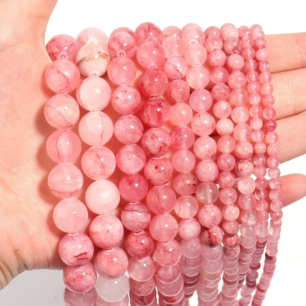 Natural Persian Jade Stone Pink Loose Beads 4-12mm