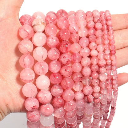 Natural Persian Jade Stone Pink Loose Beads 4-12mm