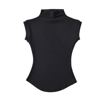 Women Summer Turtleneck Sleeveless Slim Fit Top
