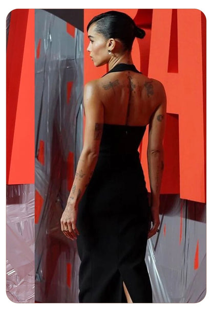 Elegant Black Halter Bodycon Dress for Women