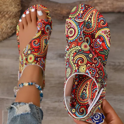 Women Flat Sandals Printed Bohemia Roman Style Shoes