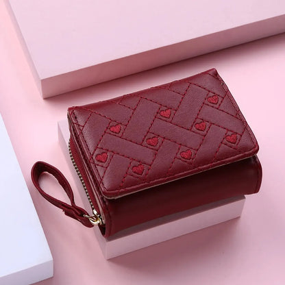 Women's Embroidered PVC Zipper Wallet with Large Capacity