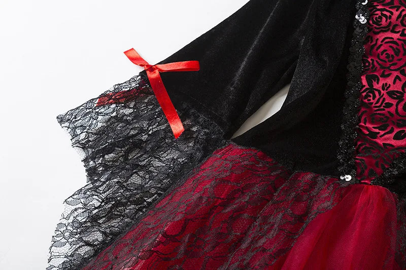Halloween Vampire Dress for Kids in Scarlet Gothic Style