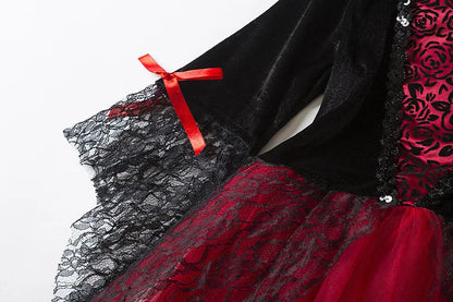 Halloween Vampire Dress for Kids in Scarlet Gothic Style