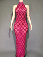 Sparkly Rhinestones Sleeveless Evening Dress for Women