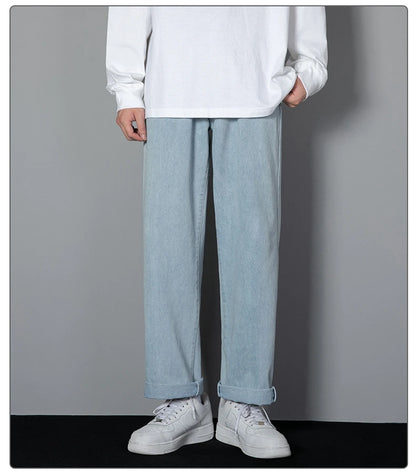 Men's Casual Straight Denim Jeans in Light Blue