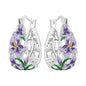 S925 Sterling Silver Iris Flower Hoop Earrings for Women
